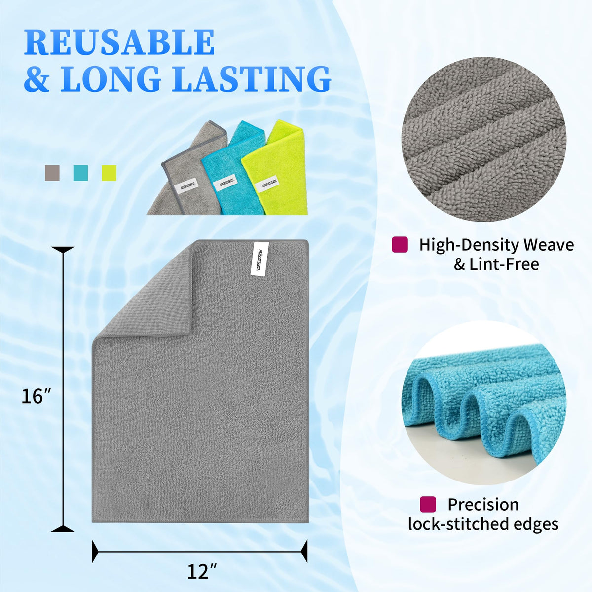 Microfiber Cleaning Cloth (3 Colors Assorted / 48PK)