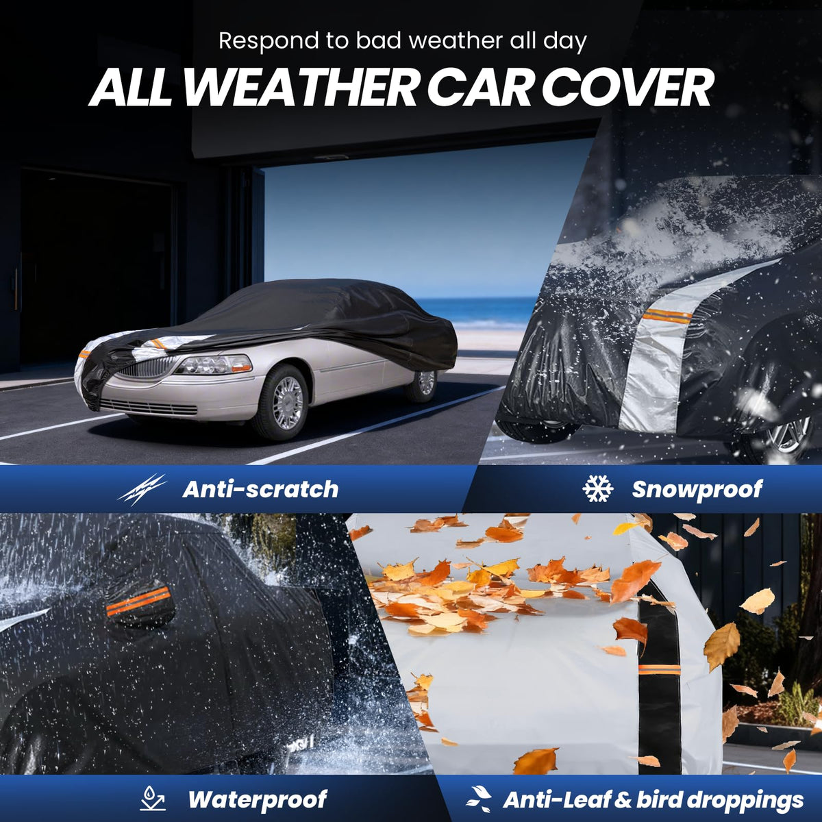 Multi Layer Car Cover Custom Fit for Lincoln Town (Custom fit Lincoln Town 1998-2011 / Coupe car cover(no ear）)