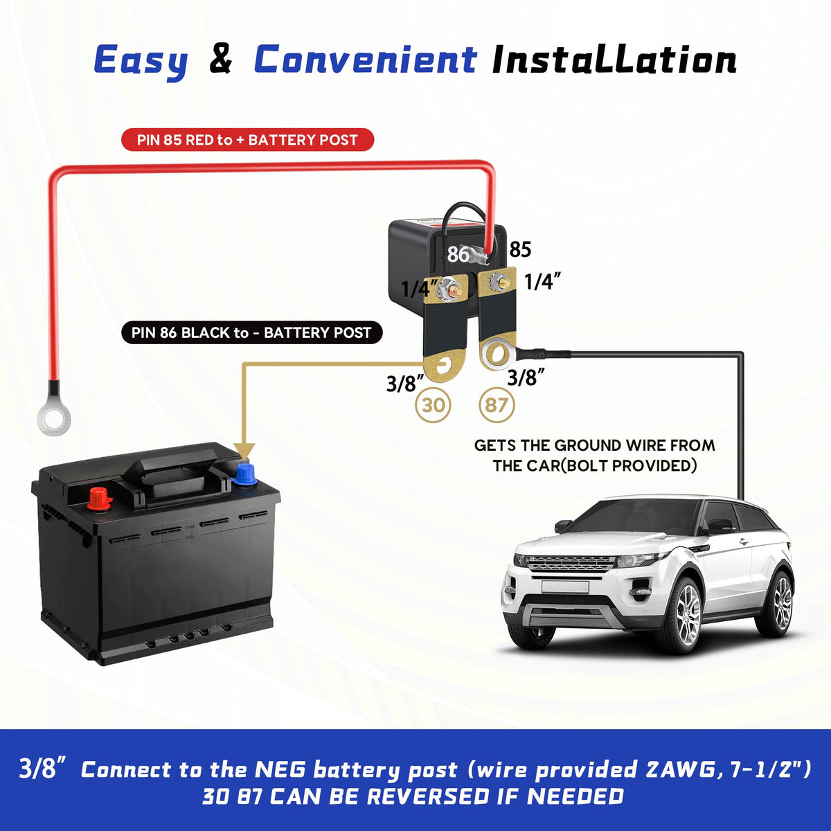 3 8" Side Post Remote Battery Disconnect Switch 12V (200A 3/8"Side Post Remote Disconnect Switch)