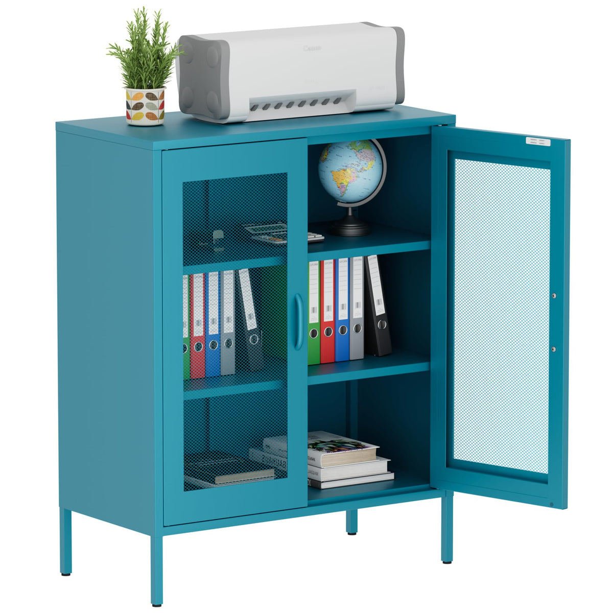 Metal Storage Cabinet with Mesh Doors (Blue / 40''H)
