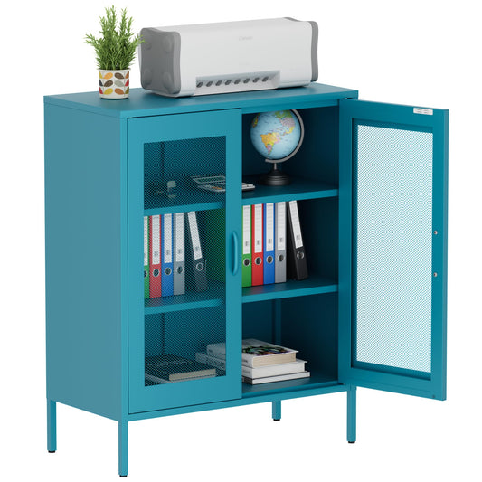 Metal Storage Cabinet with Mesh Doors (Blue / 40''H)