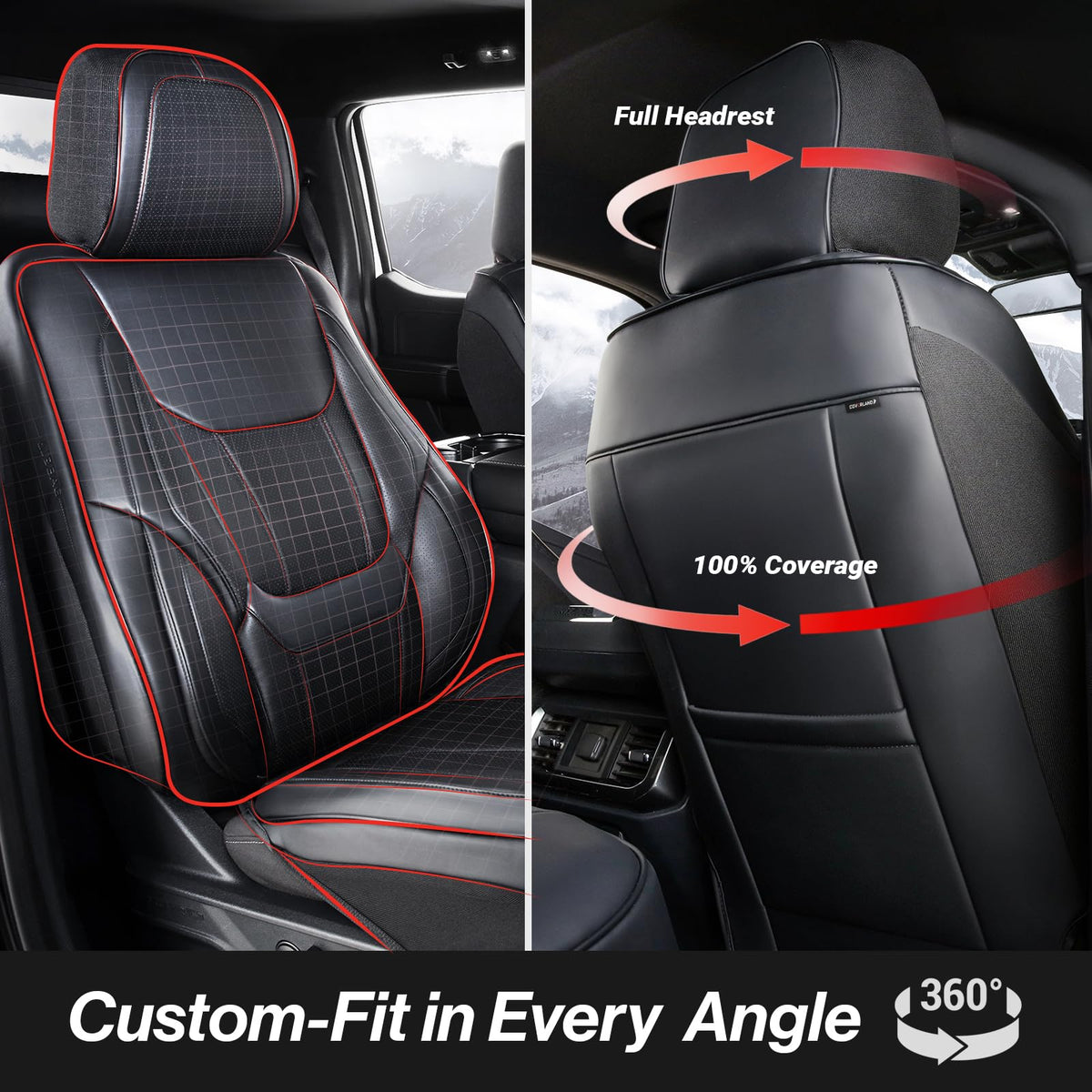Premium Custom Fit Truck Car Seat Covers Front Seats Waterproof (A15 (See Vehicle Size Chart) / Front - Black)