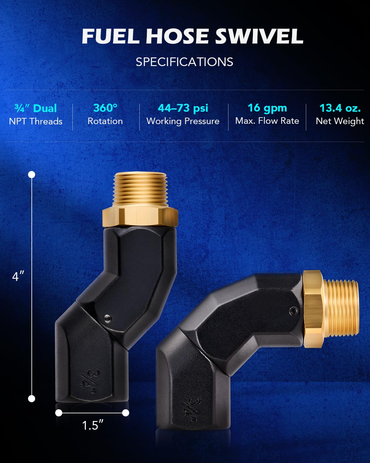 OMT 3 4" NPT Fuel Hose Nozzle Swivel Kit (1PCS 3/4"NPT)