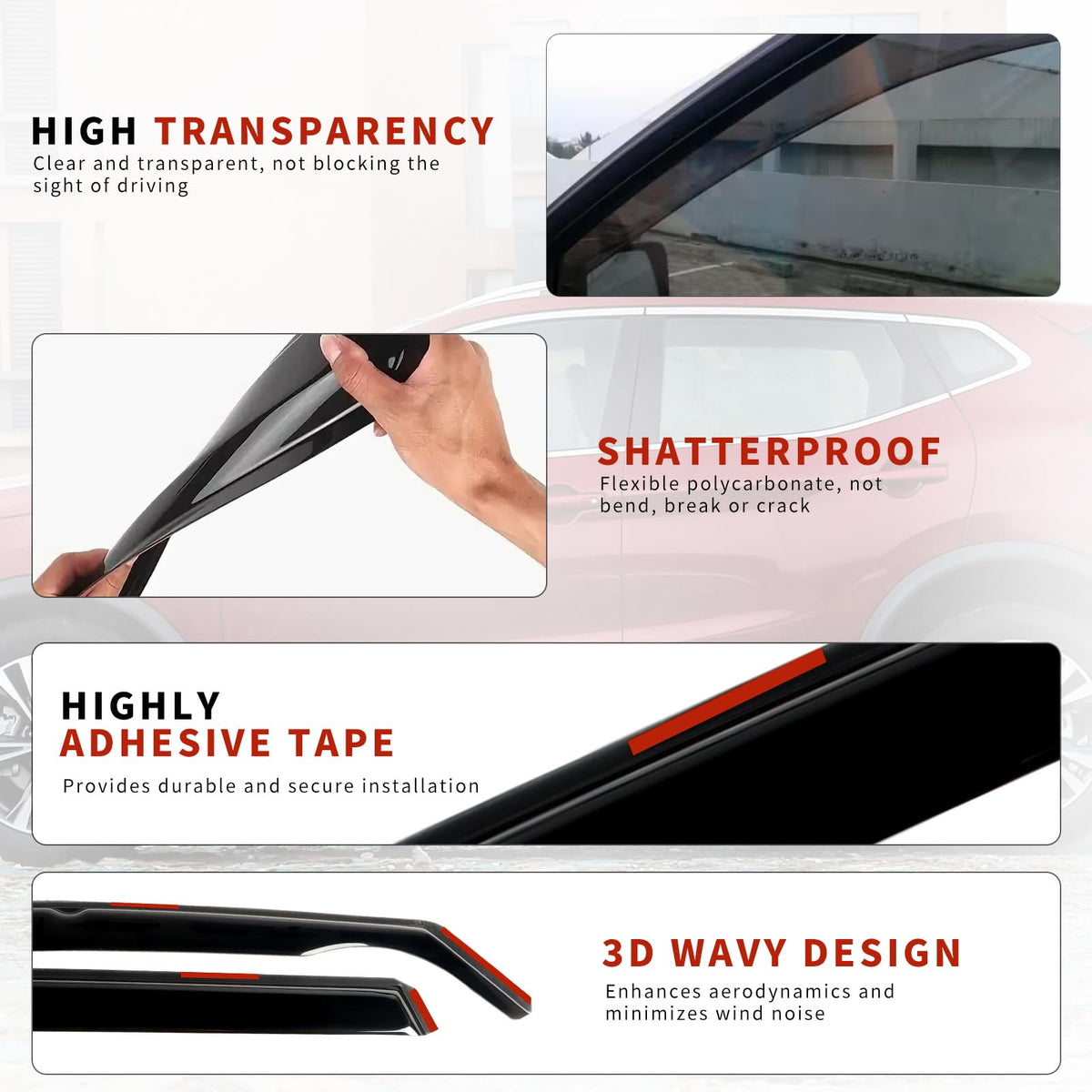 in Channel Rain Guards for 2021 2022 2023 2024 Nissan Rogue S