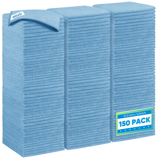 Blue Microfiber Cleaning Cloth 150 Pack (Blue / 12.5 x 12.5 Inch)