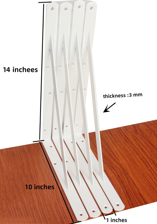 16 Pack L14 x H 10" White Heavy Duty Shelf Brackets with Screws Metal Shelf Brackets Shelf Support Angle Brackets for Shelves L Brackets Heavy Duty Floating Shelf (16 Pack-White / 14''x10'')