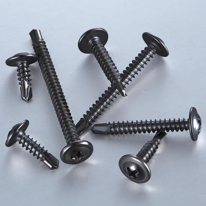 300Pcs)#8×3/4” for Sheet Metal Self-Tapping Screws 410 Black Stainless Steel Truss Head High-Strength Quick Tapping (Black / #8X3/4")