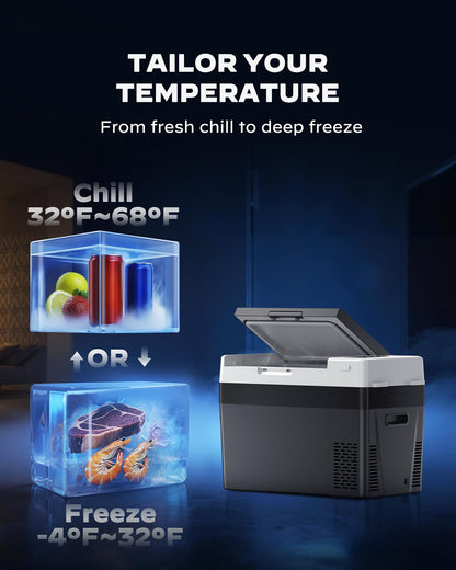 12 Volt Refrigerator 12V Car Fridge 32QT Portable Freezer Compressor Cooler (Black / 32QT)