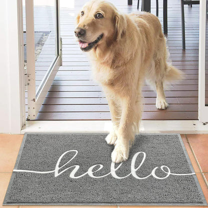 Door Mat Outside Inside Hello Doormat (Grey Hello / 3' x 2')