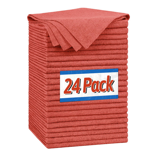 Microfiber Cleaning Cloth (Red / 24PK)