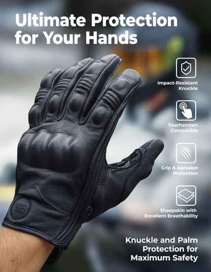 Motorcycle Gloves (Black / Large)