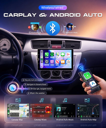 10.4 inch Single Din Radio Wireless Carplay Android Auto Car Stereo 2G 64G