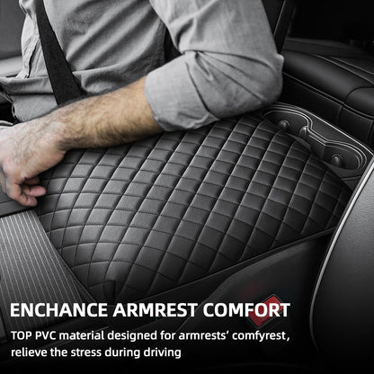 Center Console Cover Fit for 2019 (Fit for 2009-2025 Dodge Ram Bucket Seat / Black Leather)