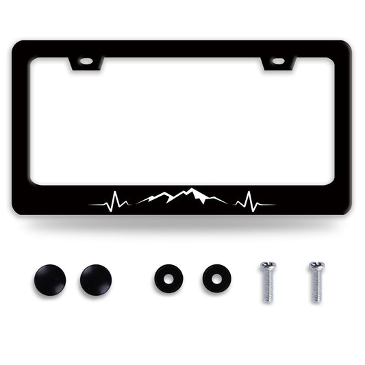 Mountains License Plate Frame Funny Mountain License Plate Holder Stainless Steel Accessories Cars Decor with 2 Holes and Screws Fits Standard Us Ca Vehicles License Plate Frames 12.2 X 6 Inch (Mountains)