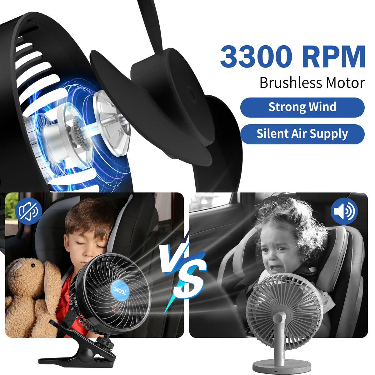 12V 6'' Car Fan (Cigarette Single Fan - Clip)