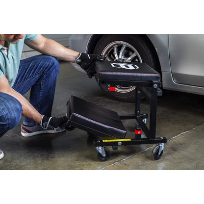 2-in-1 Rolling Creeper Seat Converts from High to Low Roller Seat, Fast, Tool-Free Conversion, Garage, Shop, Brake Jobs, Washing, Detailing, Maintenance, Thick Pad, 3-in. Casters - 240298