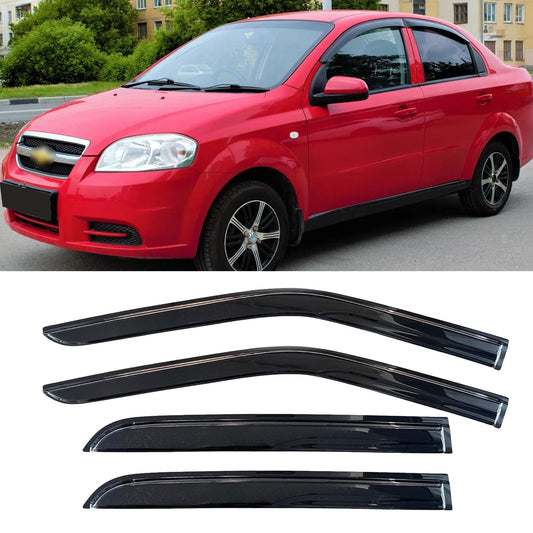 Window Visors Rain Guards for 2007 2008 2009 2010 Chevy Aveo Sedan (2007-2010 Chevy Aveo Sedan)