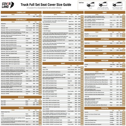 Premium Custom Fit Truck Car Seat Covers Full Set Seat Waterproof (X62 (See Vehicle Size Chart) / Full Set - Dark Brown)