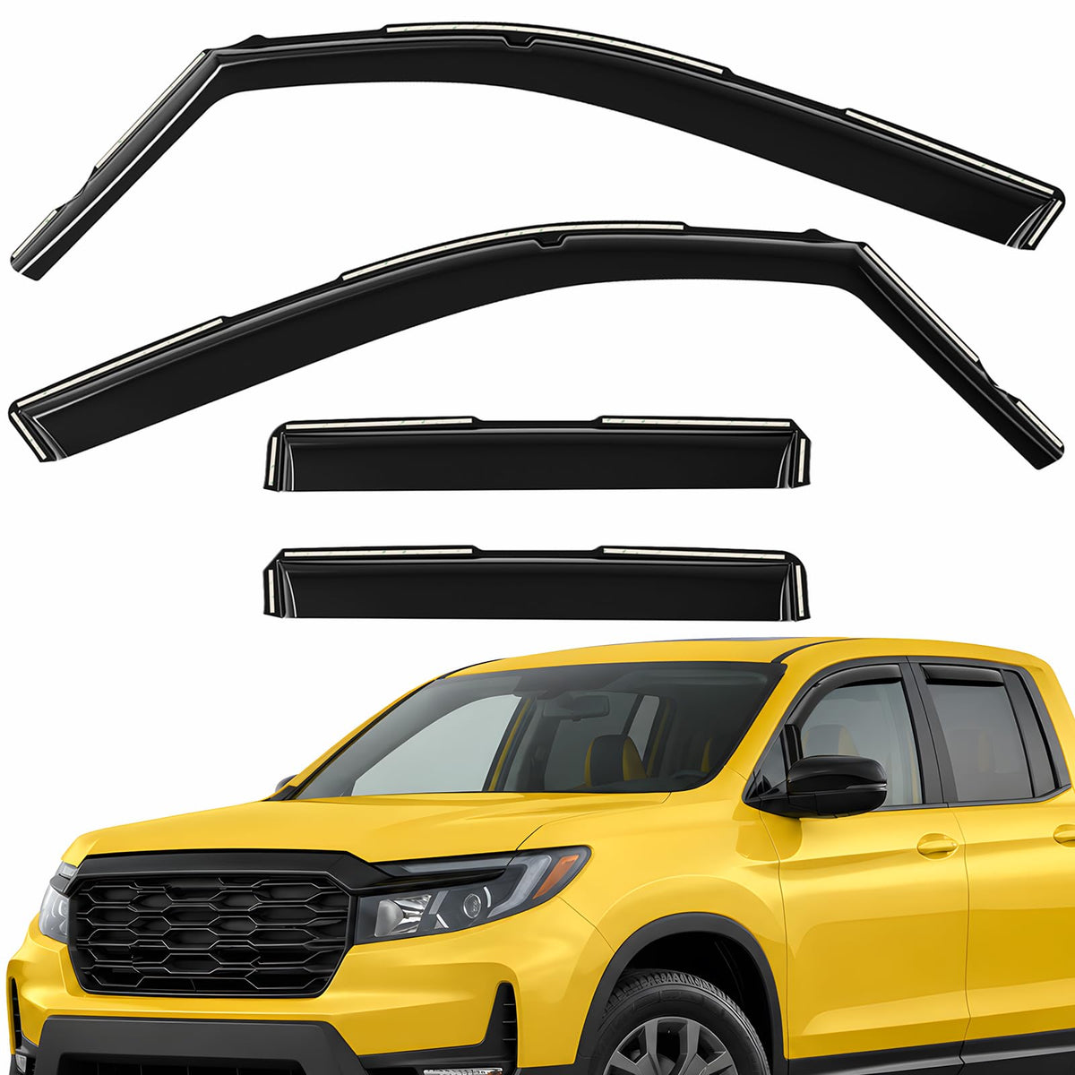 Extra Durable Window Deflectors in (For Honda Ridgeline 17-27)