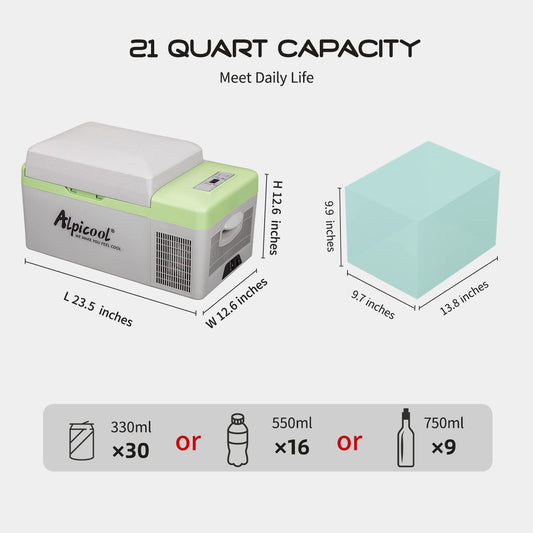 Portable Fridge 12 Volt Car Refrigerator 21 Quart Freezer for Fishing (21 Quart)