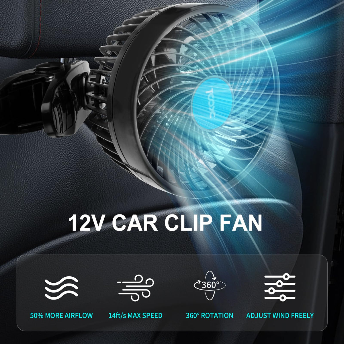 12V 6'' Car Fan (Cigarette Single Fan - Clip)
