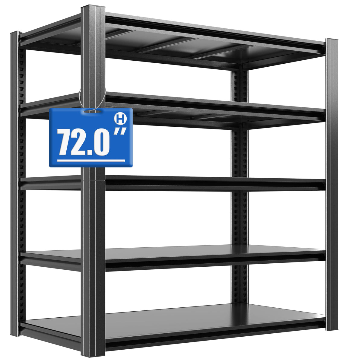 Metal Storage Shelving (Black / 5 Tier - (24"D x 48"W x 72"H))