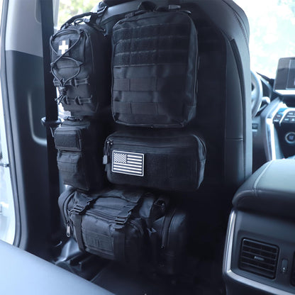 Universal Tactical Seat Back Organizer Vehicle Molle Panel Organizer Storage Bag with 5 Detachable Molle Pouch for All Vehicel Such as Jeep (Upgraded-B-Black)