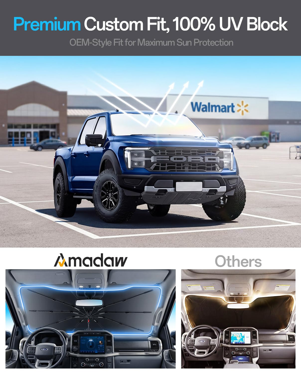Car Windshield Sun Shade Umbrella for Ford F150 2000~2026 (For Ford F150 （2015–2026）)