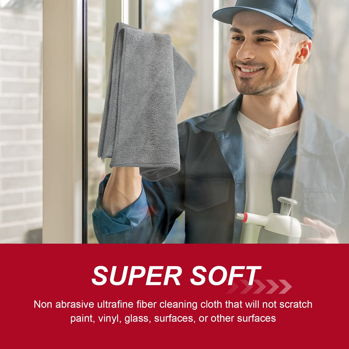200 Pcs Microfiber Cleaning Cloth for Car (Gray)