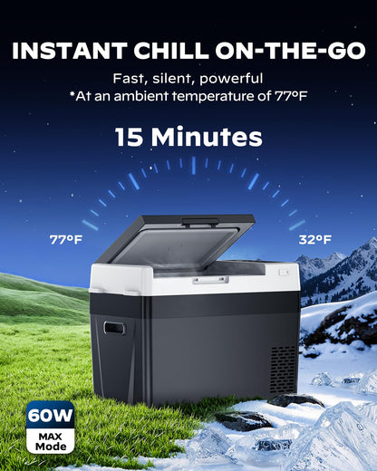 12 Volt Refrigerator 12V Car Fridge 32QT Portable Freezer Compressor Cooler (Black / 32QT)