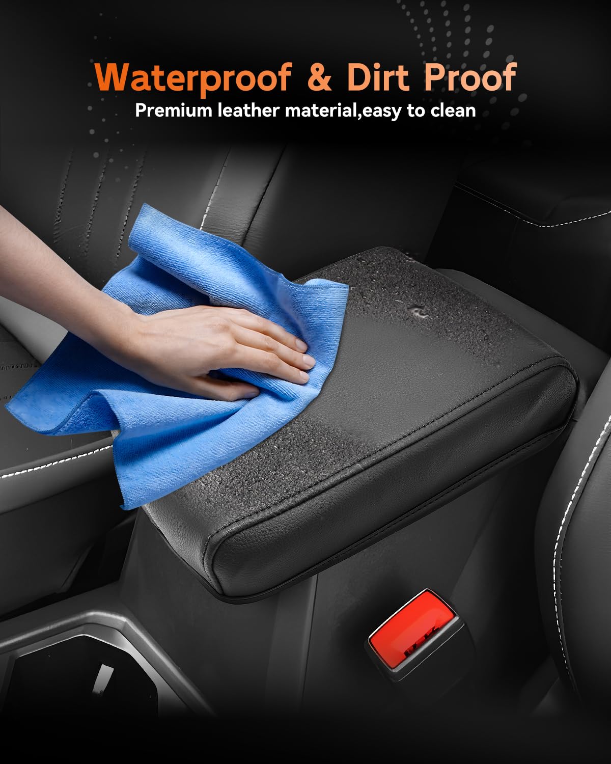 for 2022 2023 2024 2025 2026 Volkswagen Taos Center Console Cover Armrest Cover for Taos Accessories Middle Console Arm Rest Protector (Taos Thin Black Leather)
