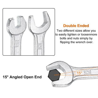 12x15mm Double Open End Wrench 15° Offset Angle Wrenches (12mm x 15mm)