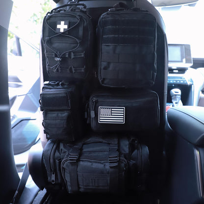 Universal Tactical Seat Back Organizer Vehicle Molle Panel Organizer Storage Bag with 5 Detachable Molle Pouch for All Vehicel Such as Jeep (Upgraded-B-Black)