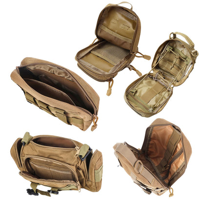 Universal Tactical Seat Back Organizer Vehicle Molle Panel Organizer Storage Bag with 5 Detachable Molle Pouch for All Vehicel Such as Jeep (Upgraded-B-Khaki)