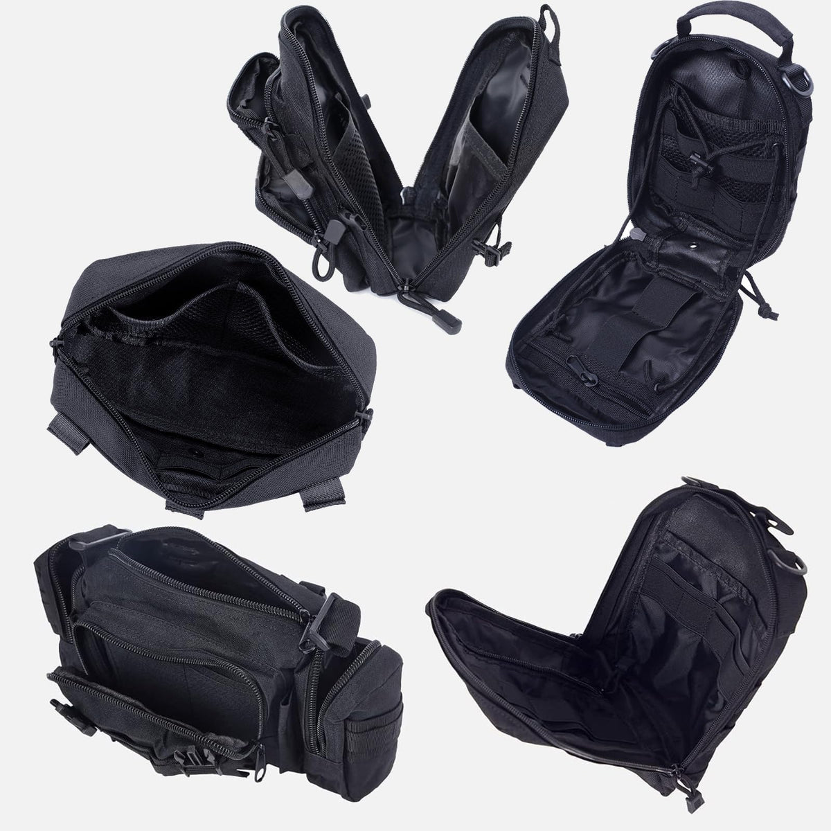 Universal Tactical Seat Back Organizer Vehicle Molle Panel Organizer Storage Bag with 5 Detachable Molle Pouch for All Vehicel Such as Jeep (Upgraded-B-Black)