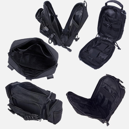 Universal Tactical Seat Back Organizer Vehicle Molle Panel Organizer Storage Bag with 5 Detachable Molle Pouch for All Vehicel Such as Jeep (Upgraded-B-Black)