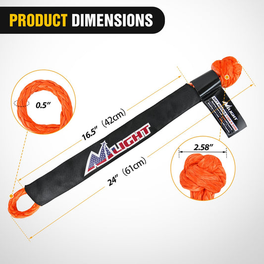 Synthetic Soft Shackle 1 (2Pcs 1/2in x 24in Soft Shackles Orange)