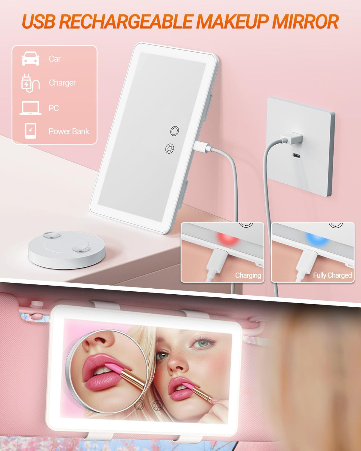 Car Sun Visor Vanity Mirror (White)
