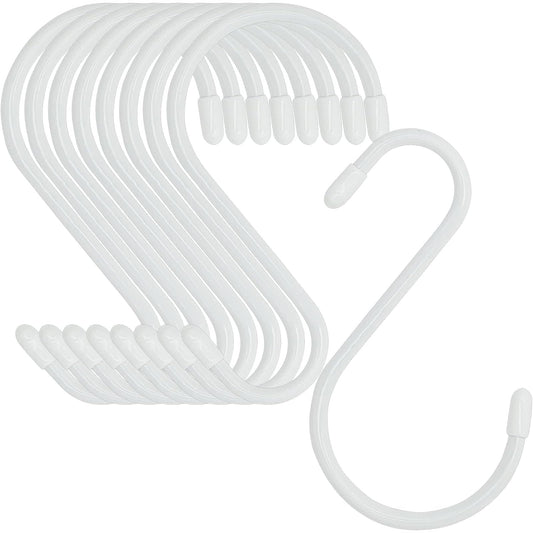 24 Pack 5 Inch White Vinyl Coated S Hooks with Rubber Stopper (White / 5 in 24 pack)