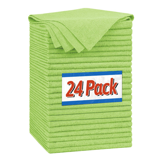 Microfiber Cleaning Cloth (Green / 24PK)