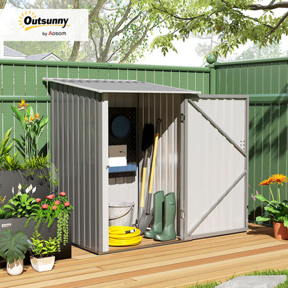 3.3' x 3.4' Outdoor Storage Shed Sloping Roof Lockable Door Gray (Gray)