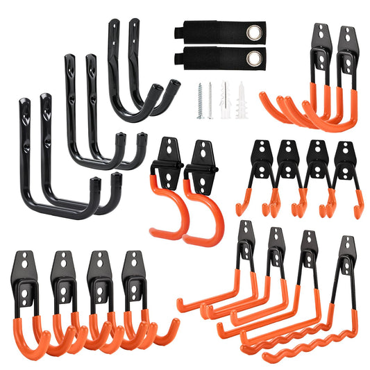 Garage Hooks 24 Pack Heavy Duty Wall Hooks Bike Hooks for Garage Pegboard Hooks (2026 New Combo-24PC)