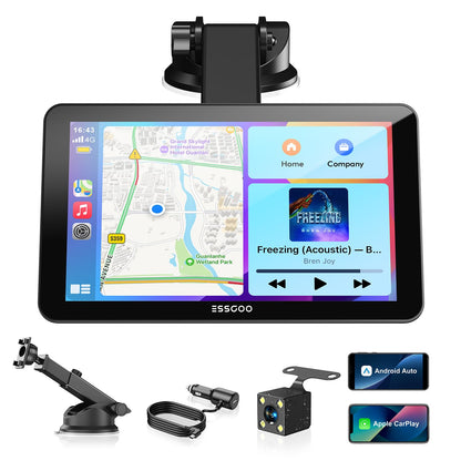 7" Wireless CarPlay & Android Auto Screen for Car with Rear Cam (7inch)