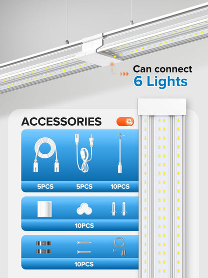 Super Bright 120W 5000K 20000LM Led Shop Lights 8FT Hanging&Surface Mount (8FT-120W-10PACK)