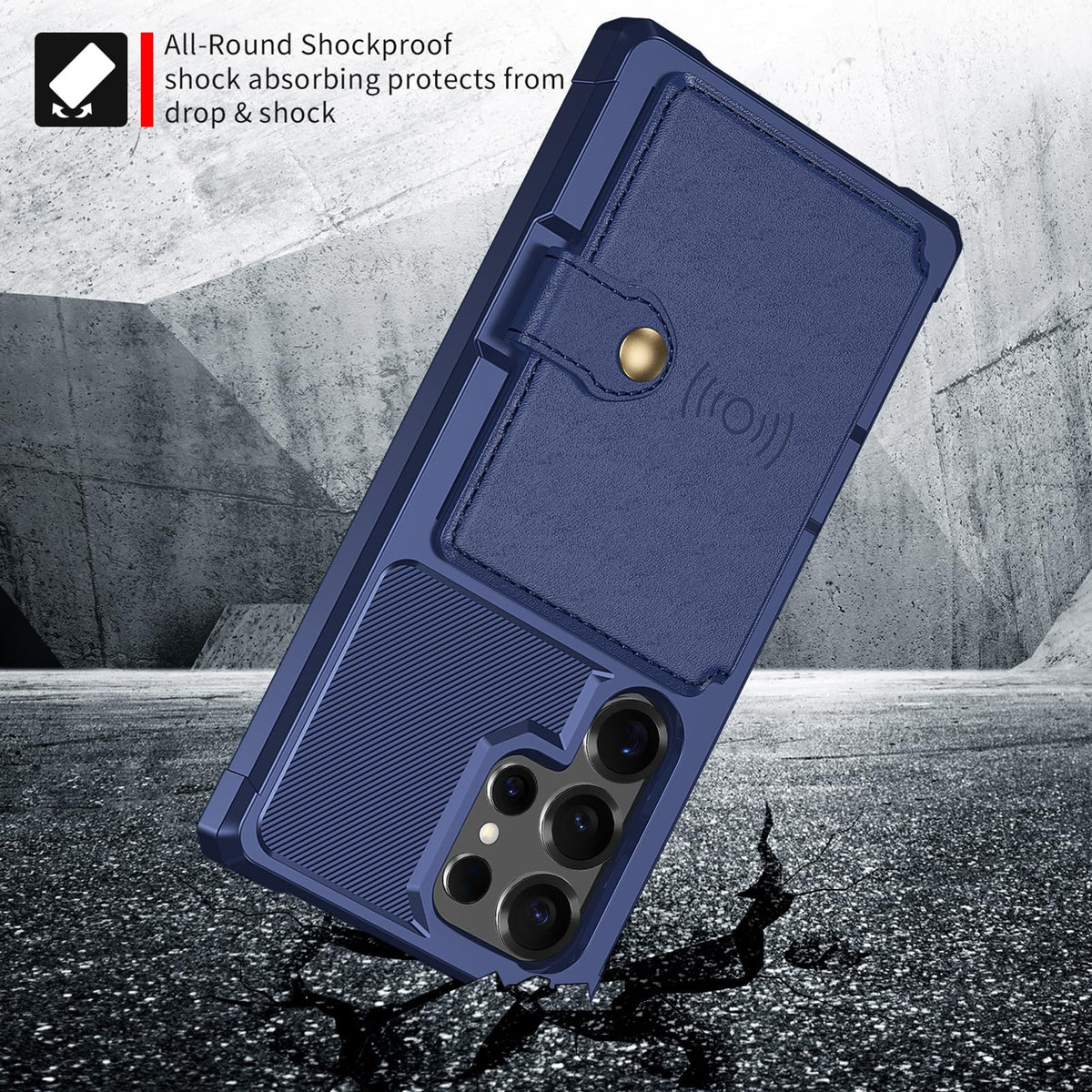 For Samsung Galaxy S25 Ultra Card Holder Case (Blue / Samsung Galaxy S25 Ultra)