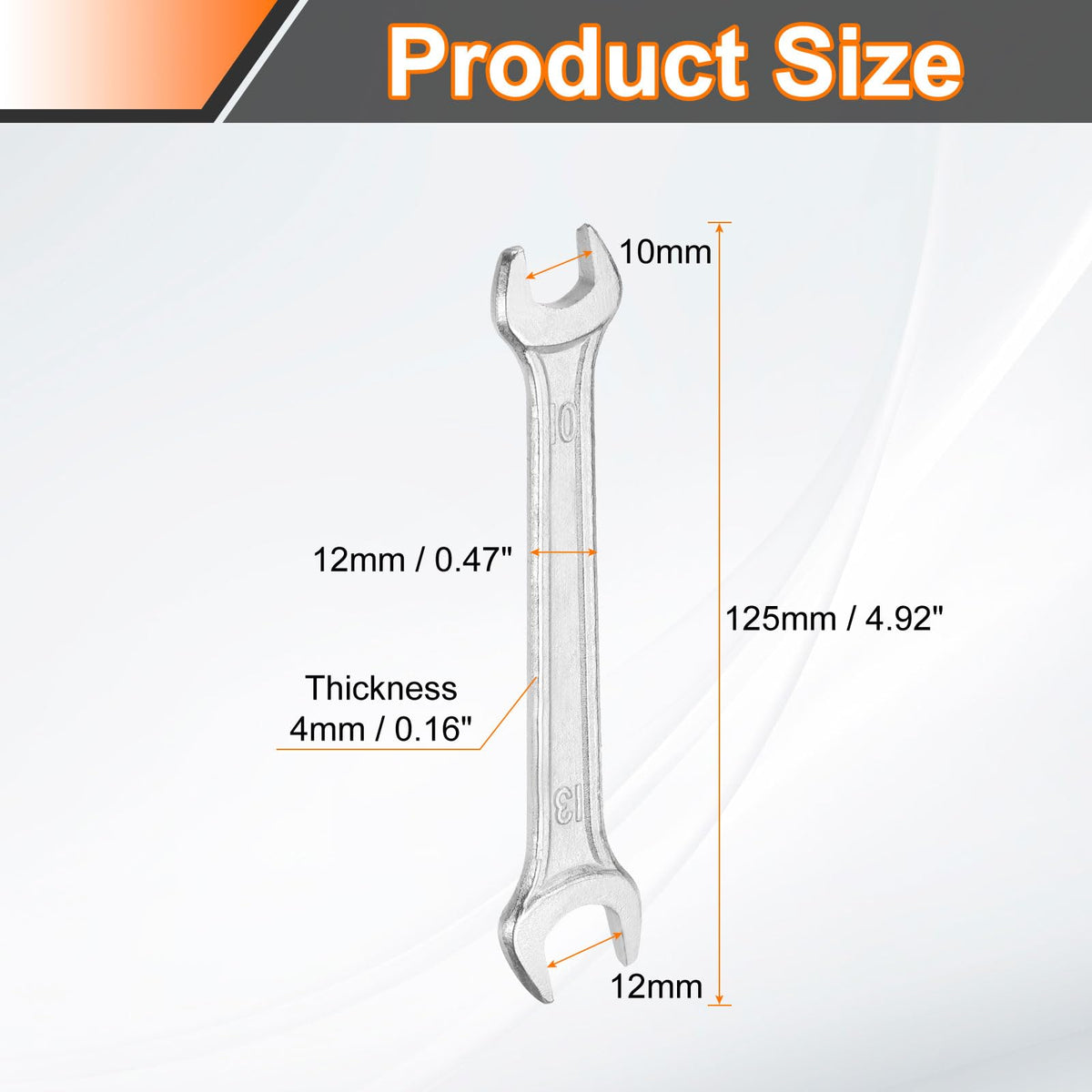 2pcs 10x12mm Double Open End Wrench 15° Offset Angle Wrenches (10mm x 12mm)