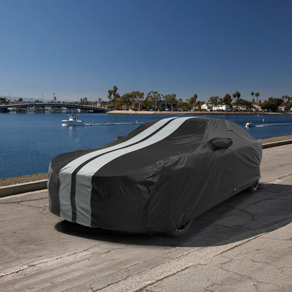 Car Cover Waterproof All Weather for 2000 (56. Impala 2000-2020 / Black / Gray (Stripe))