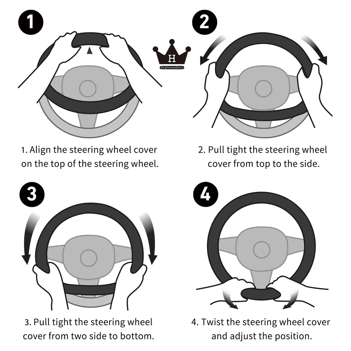 Carbon Cute Car Steering Wheel Cover White 15 Inch All Season (White+Black / Standard Size[14.75-15.15"](37.5-38.5cm))