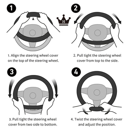 Carbon Cute Car Steering Wheel Cover White 15 Inch All Season (White+Black / Standard Size[14.75-15.15"](37.5-38.5cm))