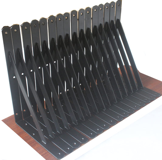 16 Pack L12 x H 8" Black Heavy Duty Shelf Brackets with Screws Metal Shelf Brackets Shelf Support Angle Brackets for Shelves L Brackets Heavy Duty Floating Shelf (16 Pack-Black / 12''x8'')